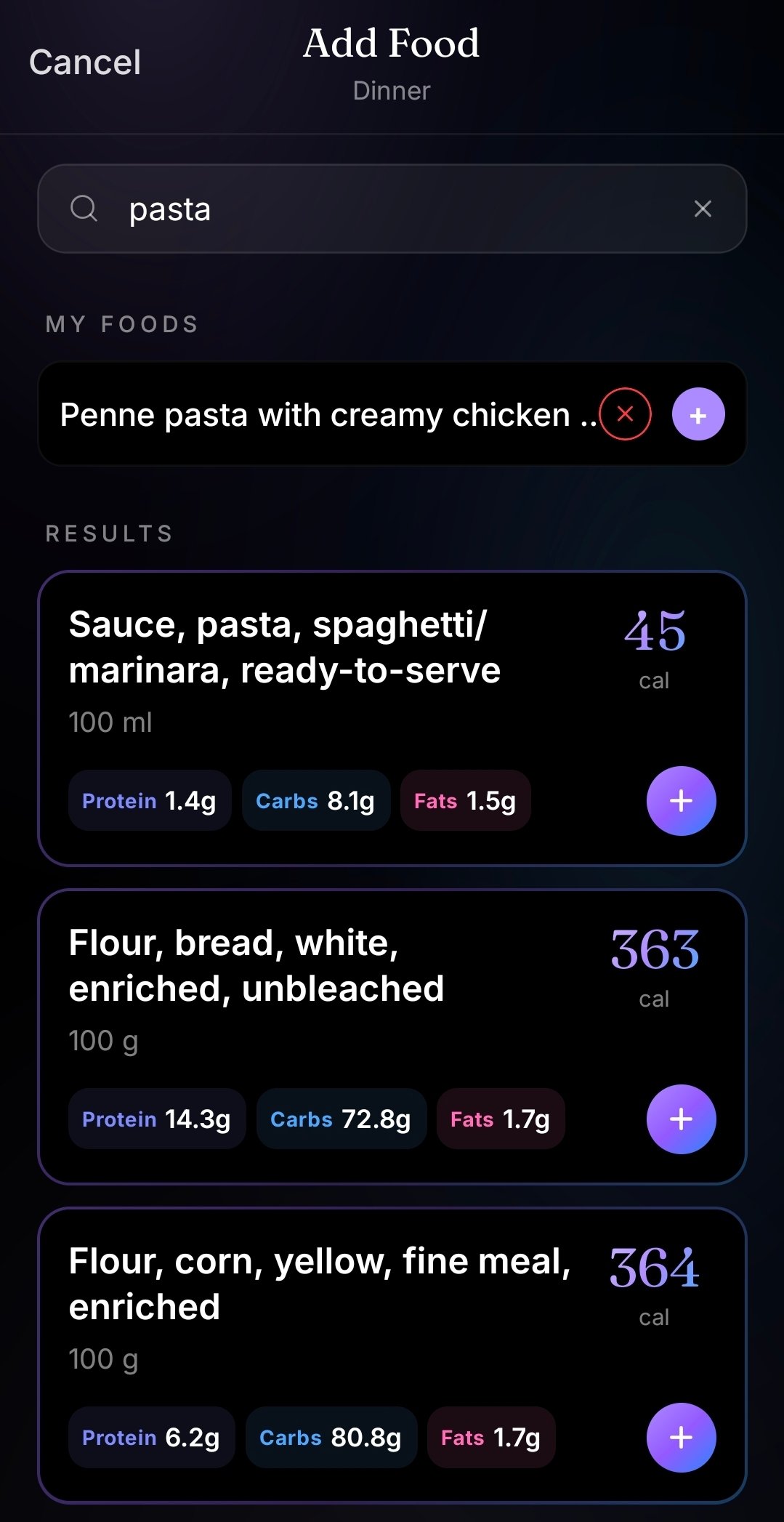 Your macros, crystal clear screen in the Thrive app
