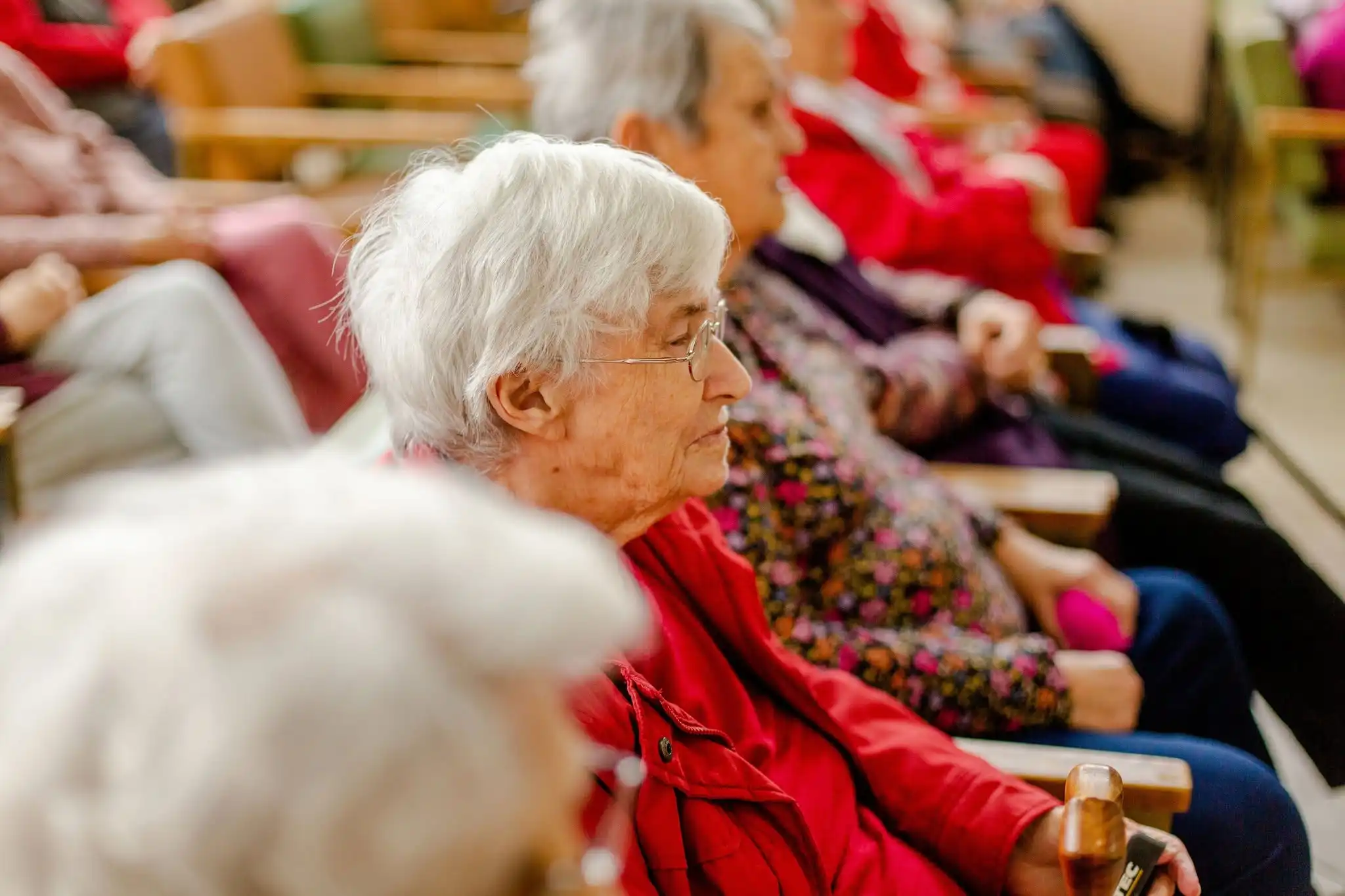 Residents taking part in a gentle seated exercise class