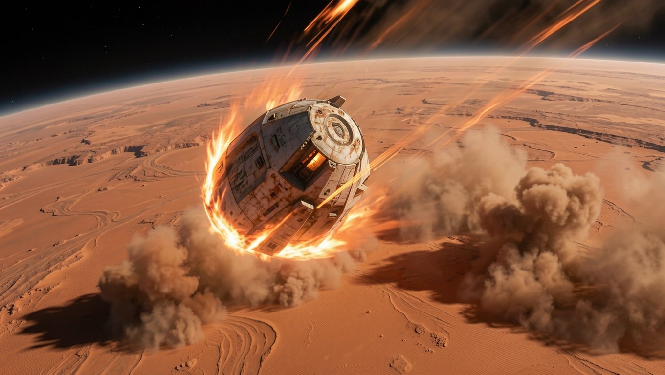 RUSTFALL Prometheus-9 capsule entering the Martian atmosphere