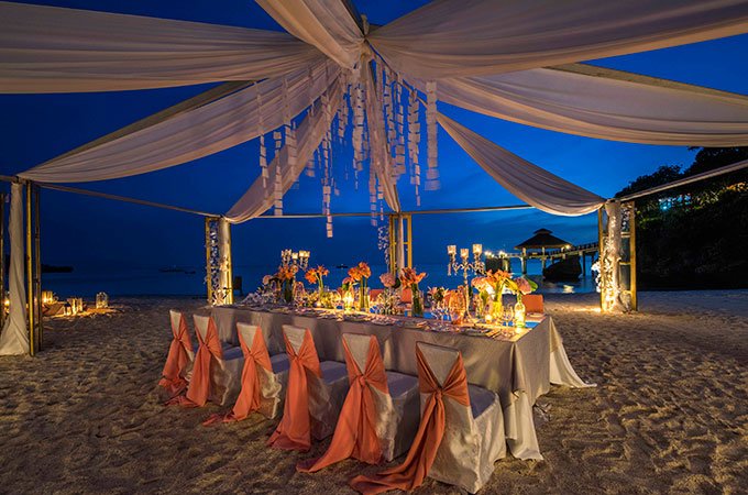 Luxury wedding couple Greece sunset ceremony