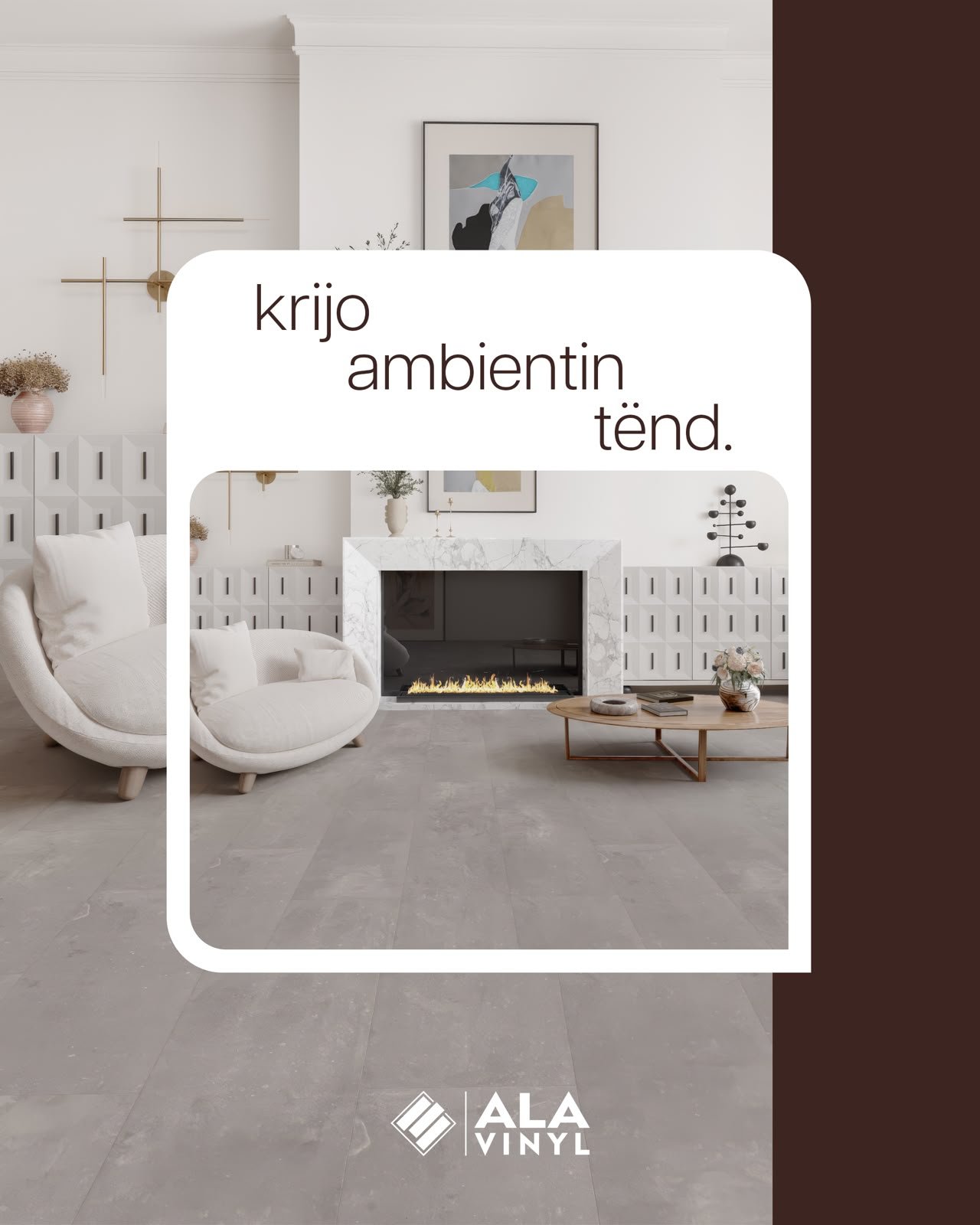 Ambient i bardhë me oxhak mermeri — krijo ambientin tënd