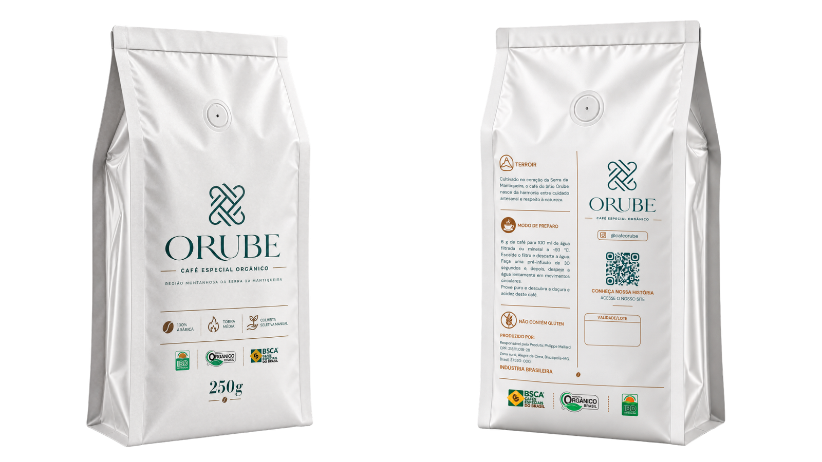 Embalagem do café especial orgânico Orube Coffee
