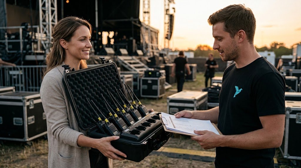 Entrega de un case con radios para coordinación de producción