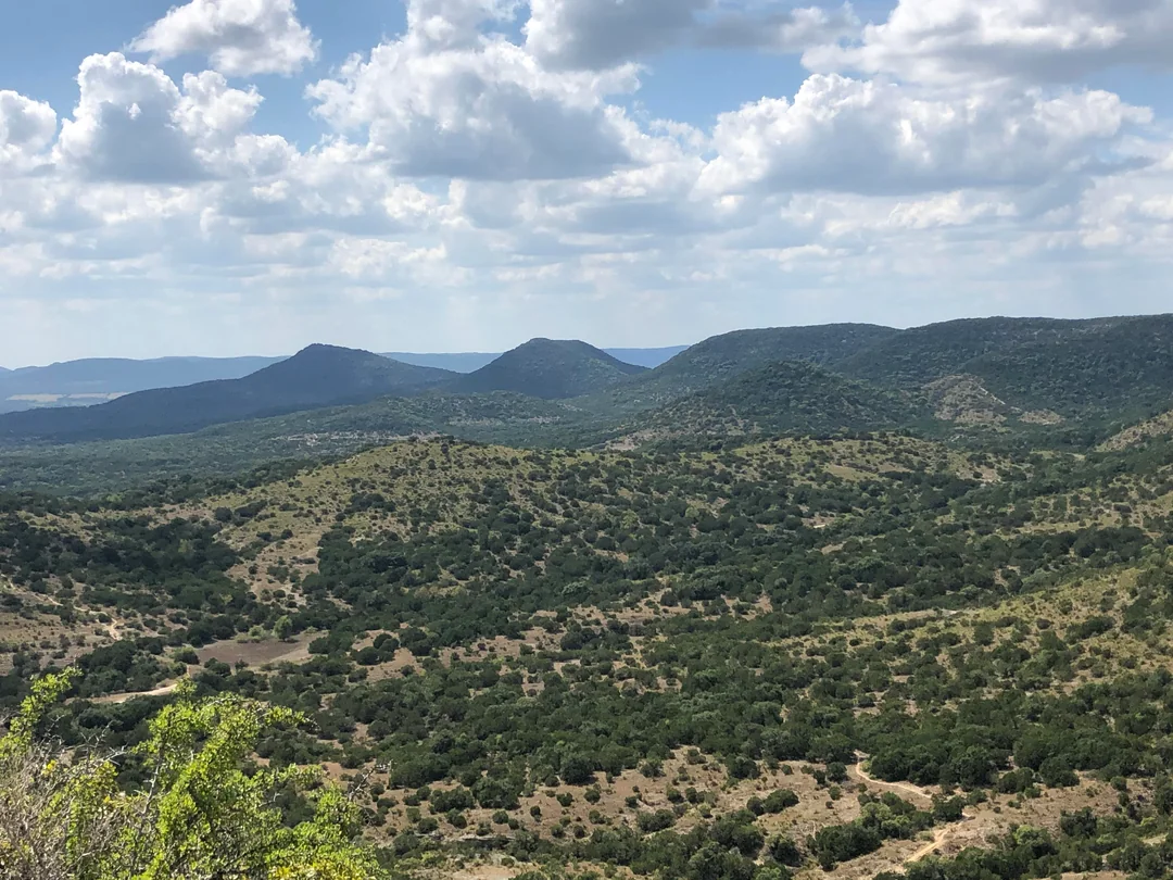 Texas Hill Country ranch land near Bandera, TX at golden hour