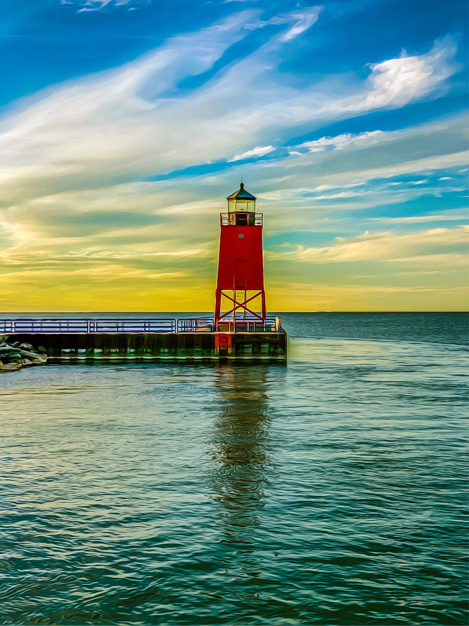Red Lake Michigan lighthouse at sunset along the West Michigan shoreline for a summer 2026 outdoor recap.