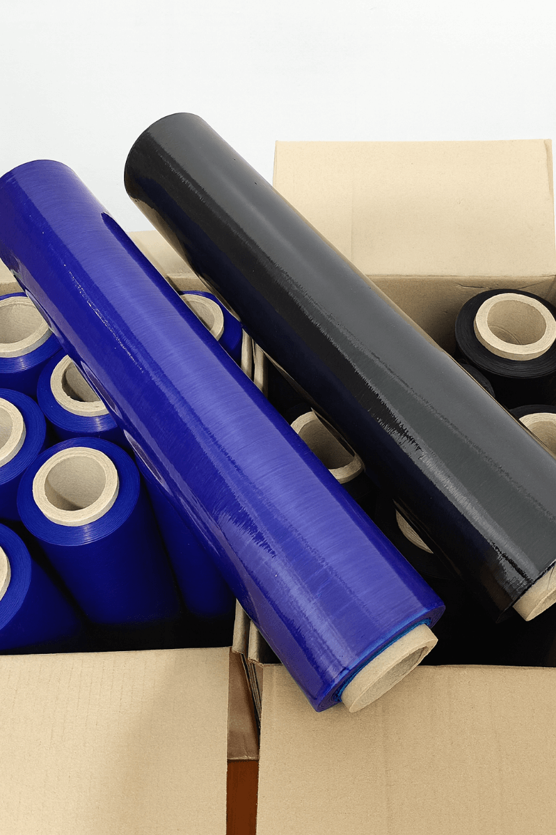 Black Stretch Film 500mm x 2.7kg 3" core supplied by JFAM Packaging