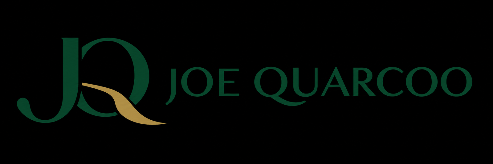 Joe Quarcoo personal brand logo displayed on a black background.