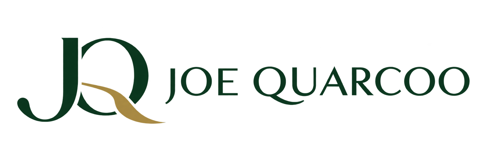 Joe Quarcoo personal brand logo in deep green and muted gold.