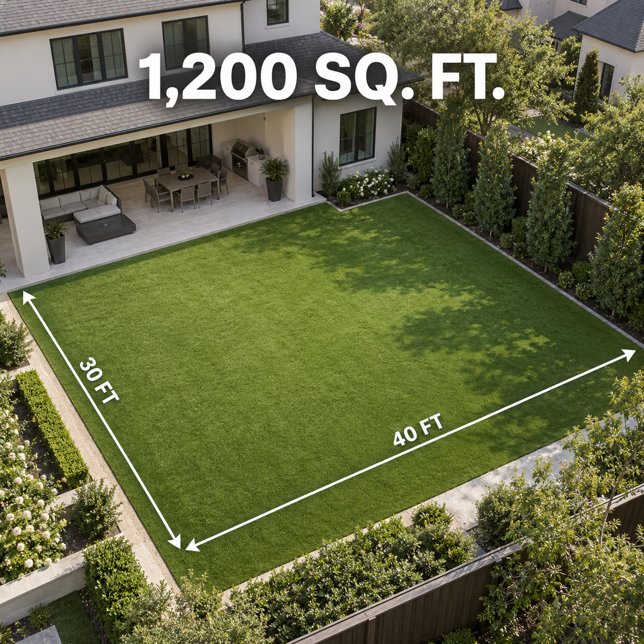 1,200 square foot turf area example