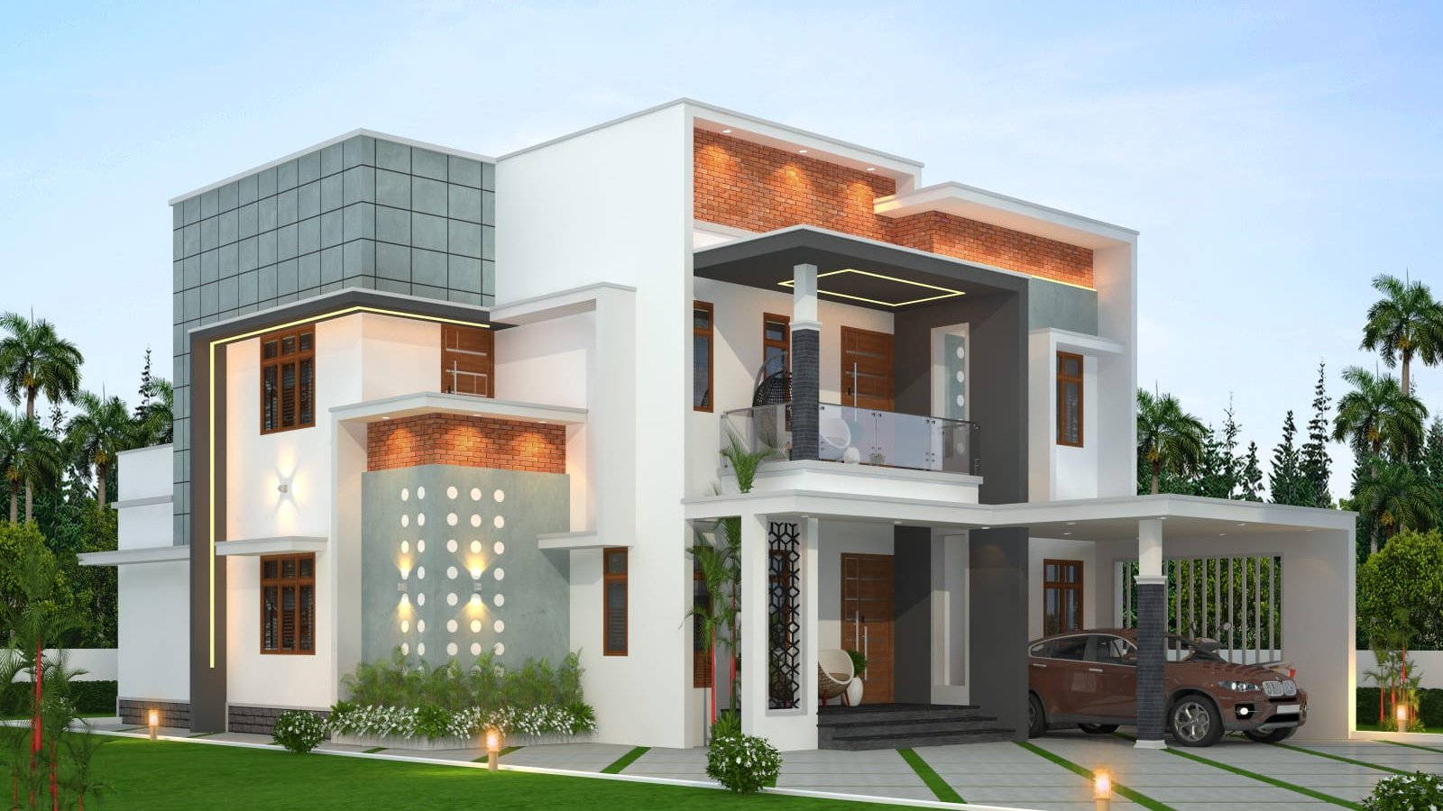 Modern Kerala residential house built by Rio Livings in Iritty, Kannur