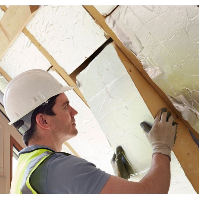 PIR polyisocyanurate insulation boards fitted in a loft