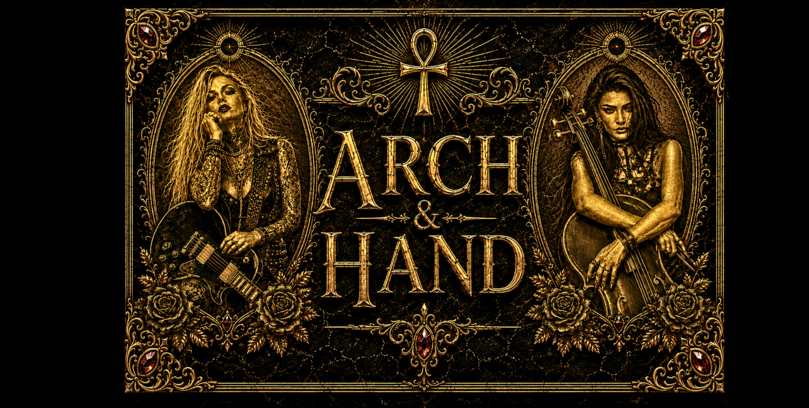Official ornate antique-gold Arch & Hand artwork