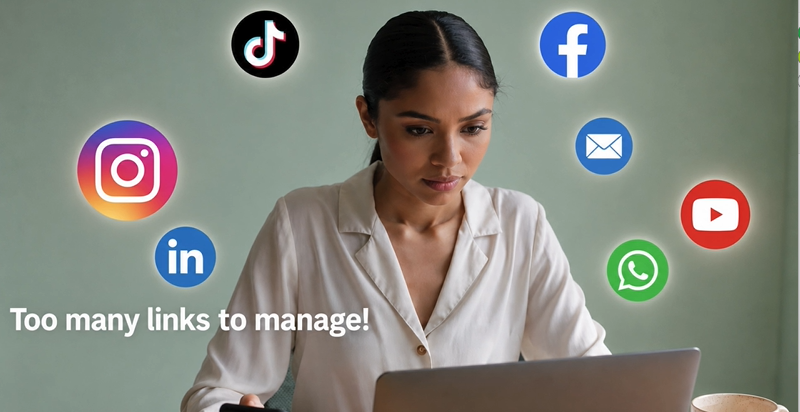 Business owner overwhelmed by many social and business links