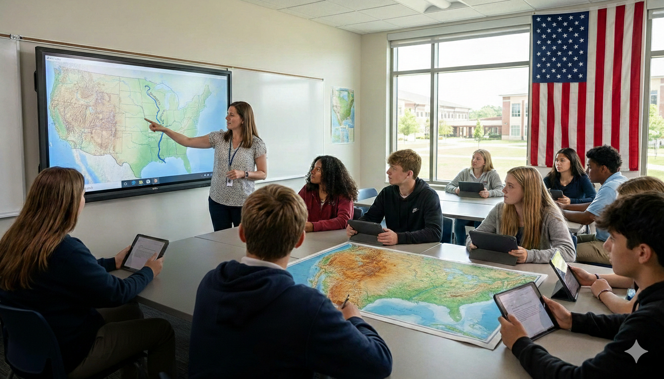 Interactive geography learning resources and map tools background