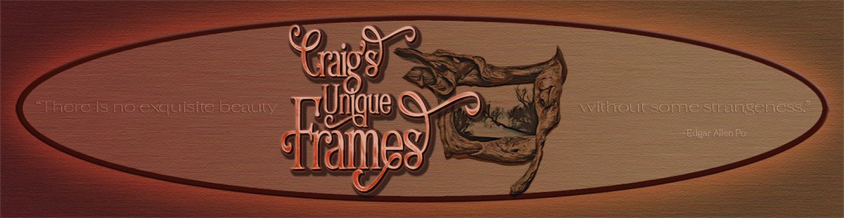 Craig's Unique Frames banner showing a range of wood picture frames