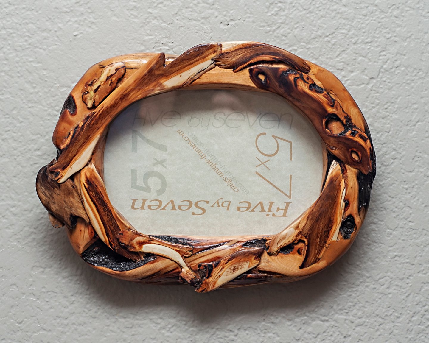 5x7 oval willow wood picture frame, layered