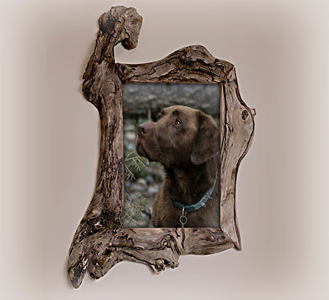 Canvas floater frame in driftwood