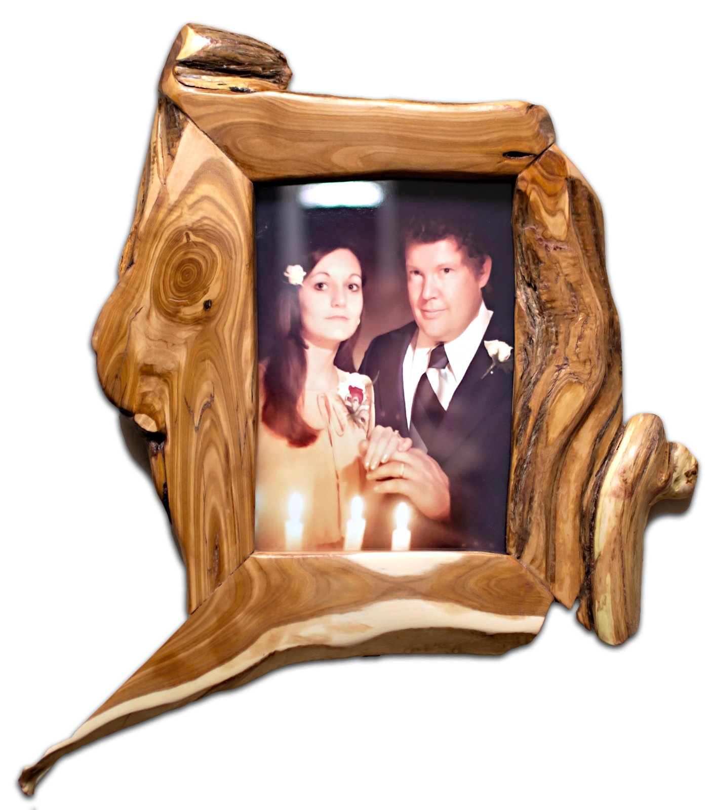 Wall-hanging wood picture frame