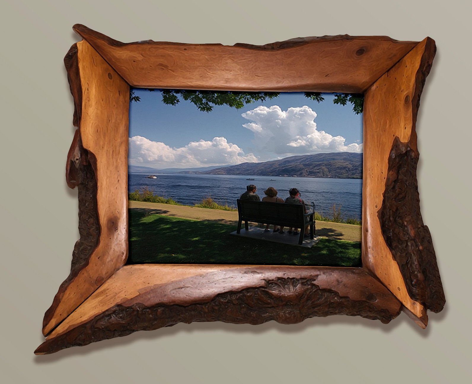 Wood frame with warm amber finish
