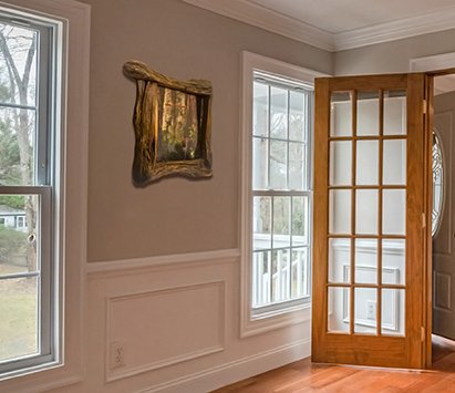 Willow frame displayed on a wall
