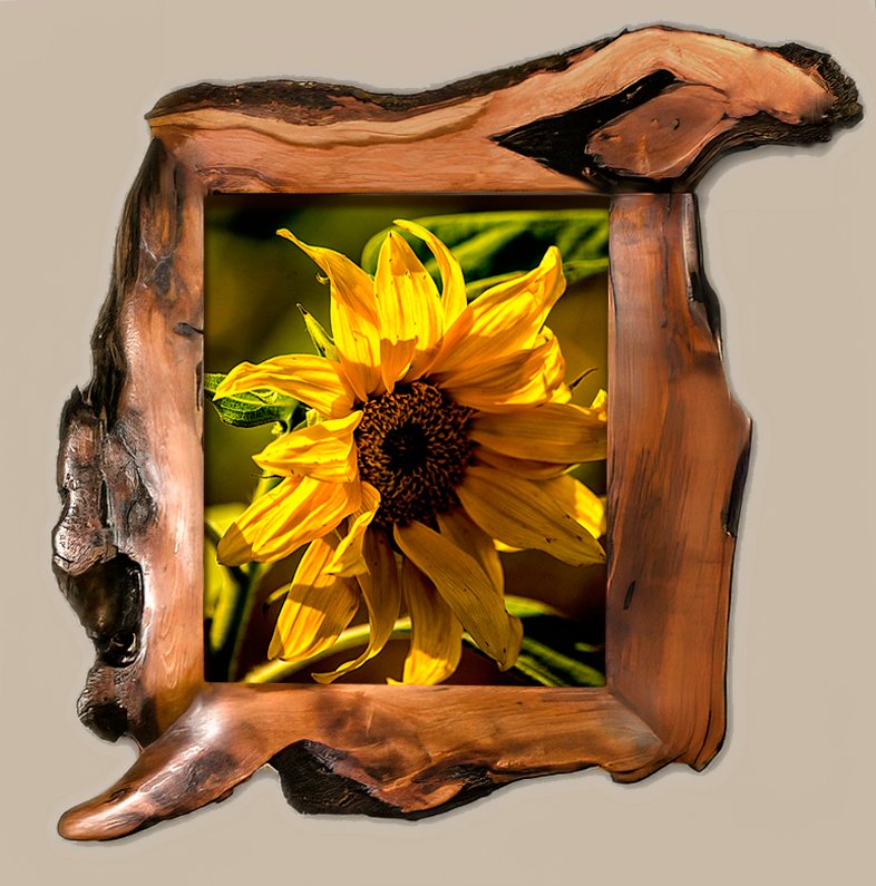 Rustic wood frame detail
