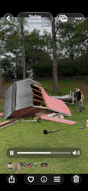 Shed demolition in progress