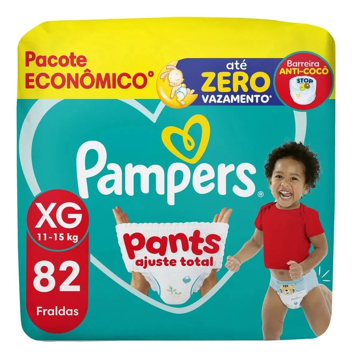 Fralda Pampers Pants Ajuste Total, tamanho XG, pacote com 82 unidades