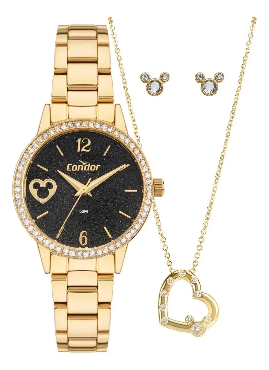 Kit Condor Feminino Dourado CO2035NTB/K4P, dourado e preto