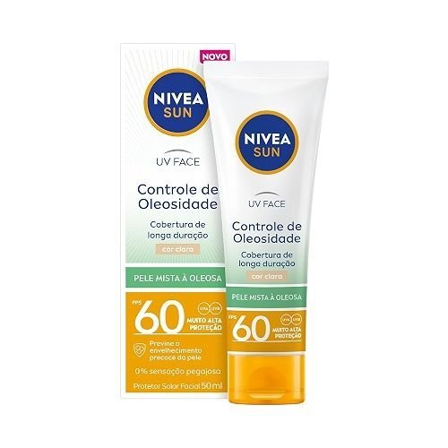 NIVEA SUN Protetor Solar Facial UV Face Controle de Oleosidade, Cor Clara, FPS 60