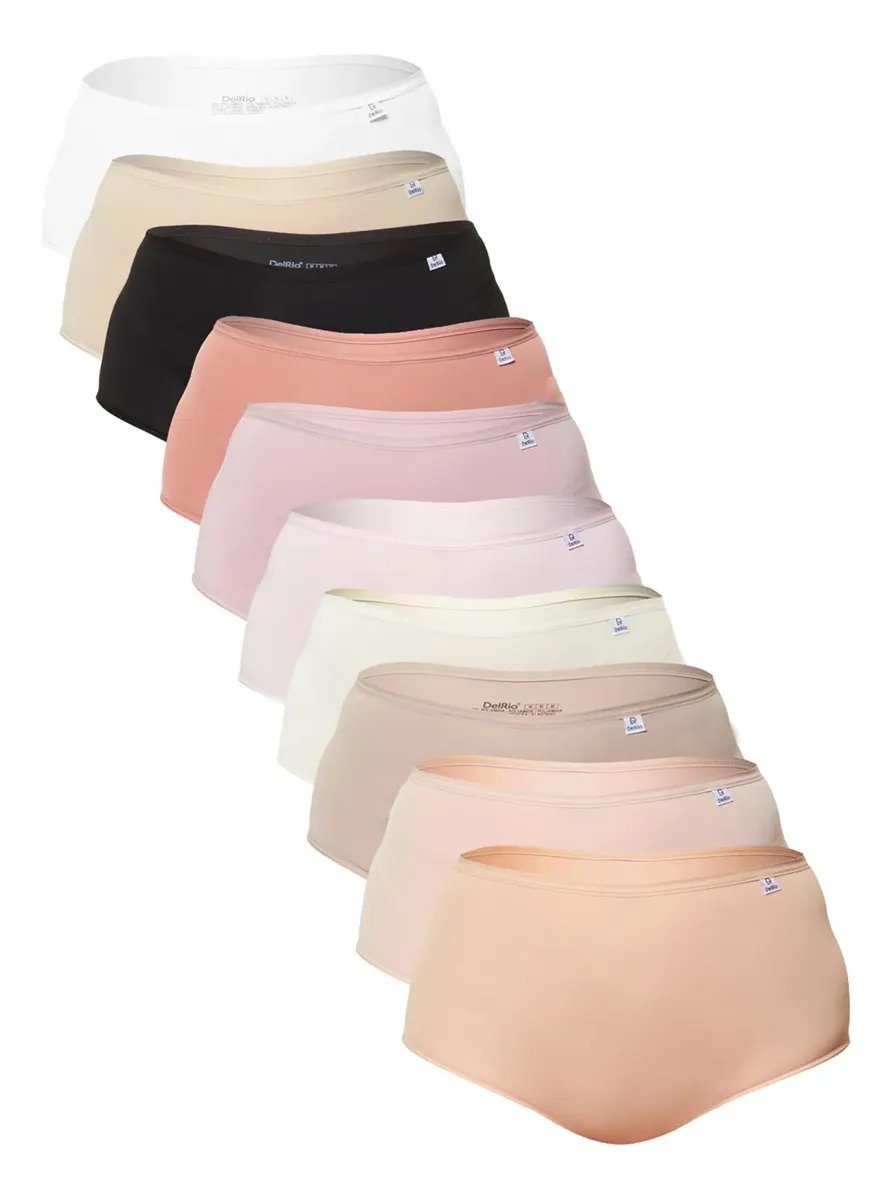 Kit com 10 Calcinhas Femininas de Cintura Larga em Microfibra DelRio
