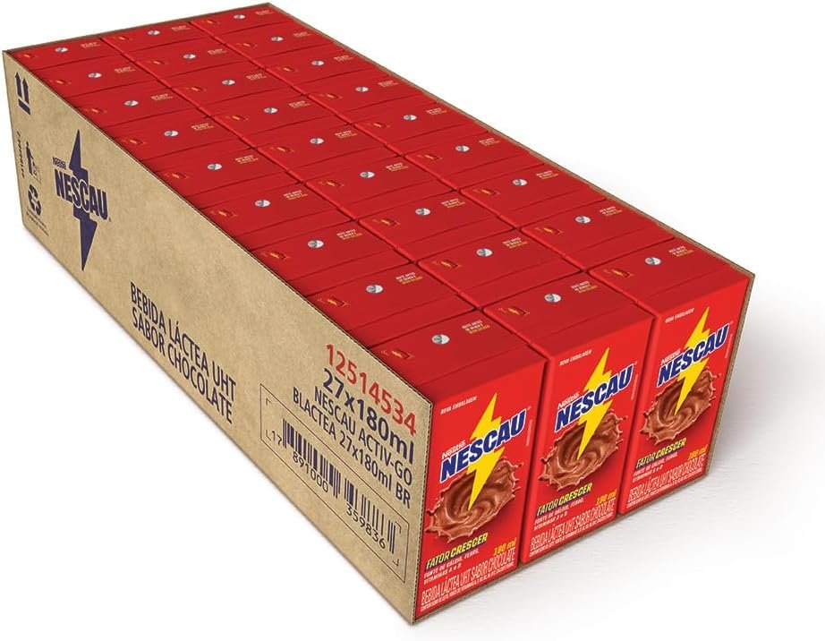 Nescau Bebida Láctea 180 ml, caixa com 27 unidades