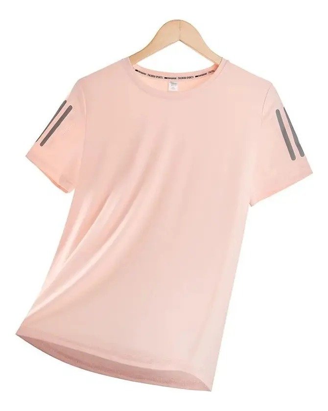 Camiseta Básica para Exercícios de Verão Feminina em Seda Gelada