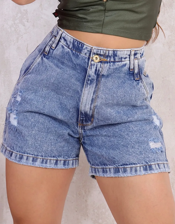 Short Mon 100% Boyfriend Meia Coxa, Cintura Alta Feminina