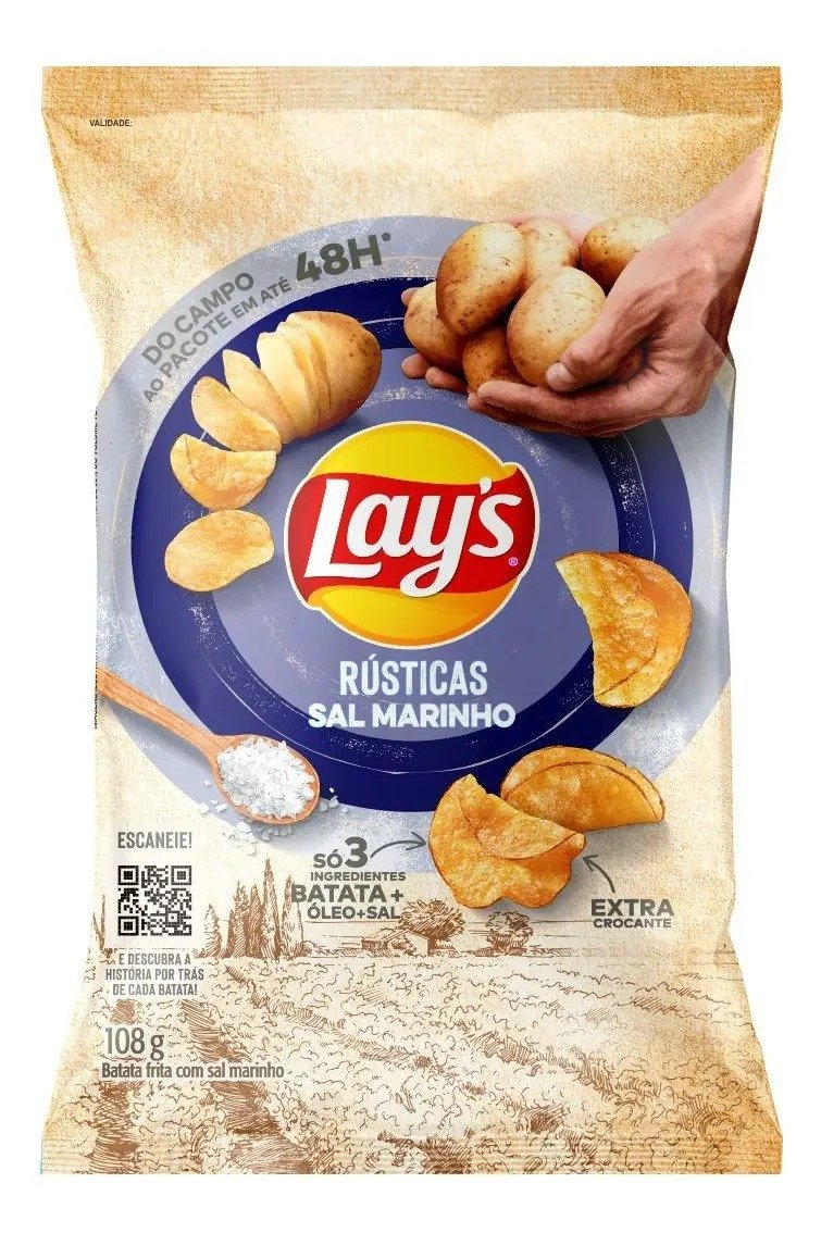 Batata Frita Rústica com Sal Marinho Lay’s, pacote de 108 g