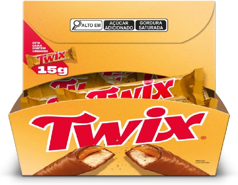 Chocolate Twix Original, Caixa com 30 unidades de 15 g