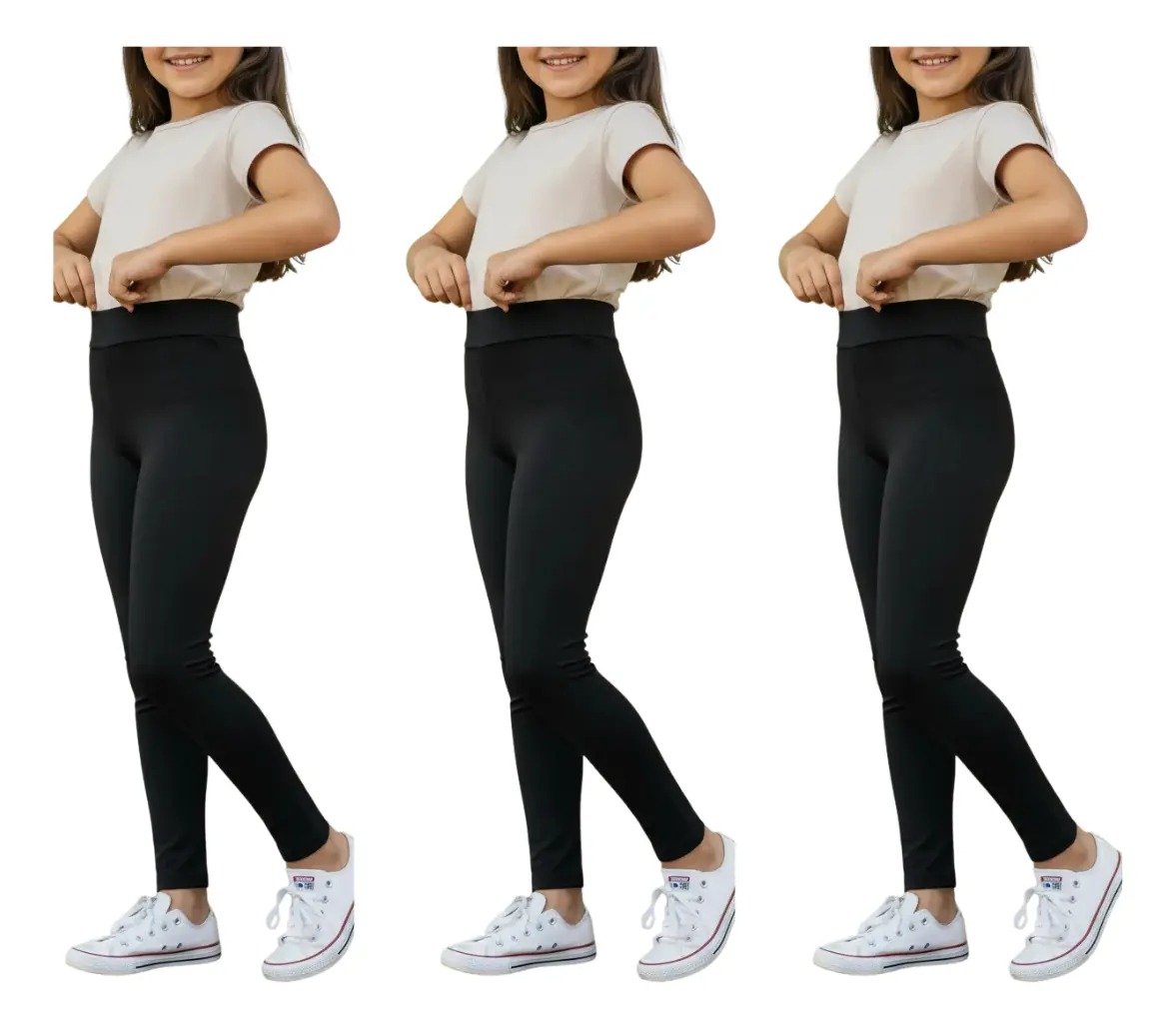 Kit 3 Calça Leg Infantil Suplex Uniforme Escolar Legging