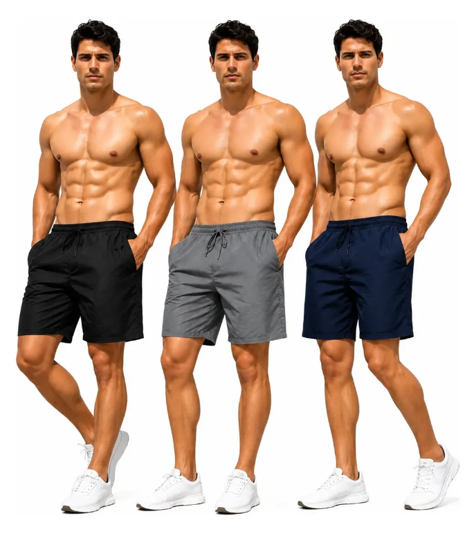 Kit 3 Bermudas Masculinas de Tactel Lisa
