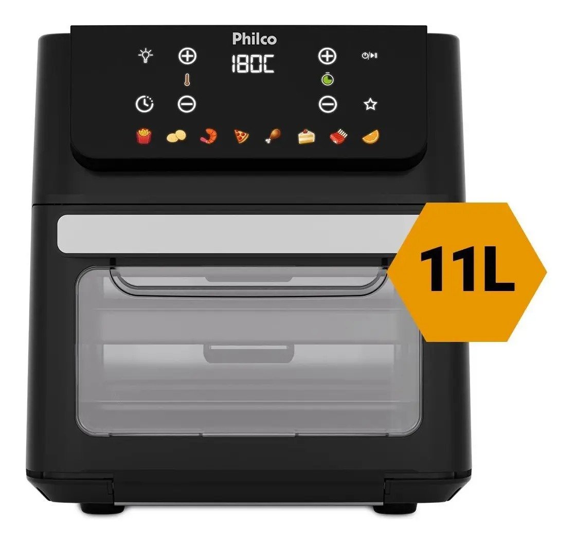 Fritadeira Air Fryer Philco PAF11B, 11 litros, 8 funções, 1.800 W, 220 V