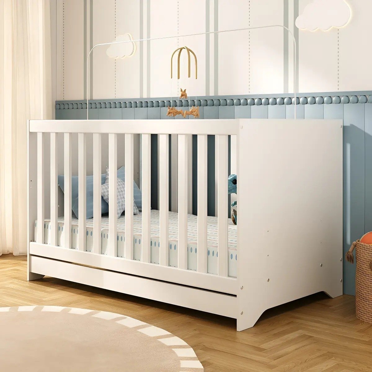 Berço Americano 3 em 1 para Colchão 130 × 70 cm Multimóveis 0527PA, branco