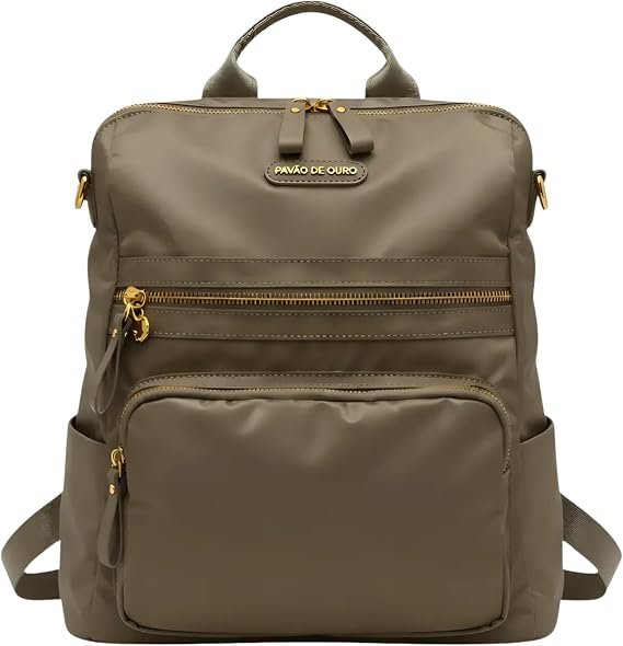 Mochila Bolsa Feminina Impermeável em Nylon Pavão de Ouro