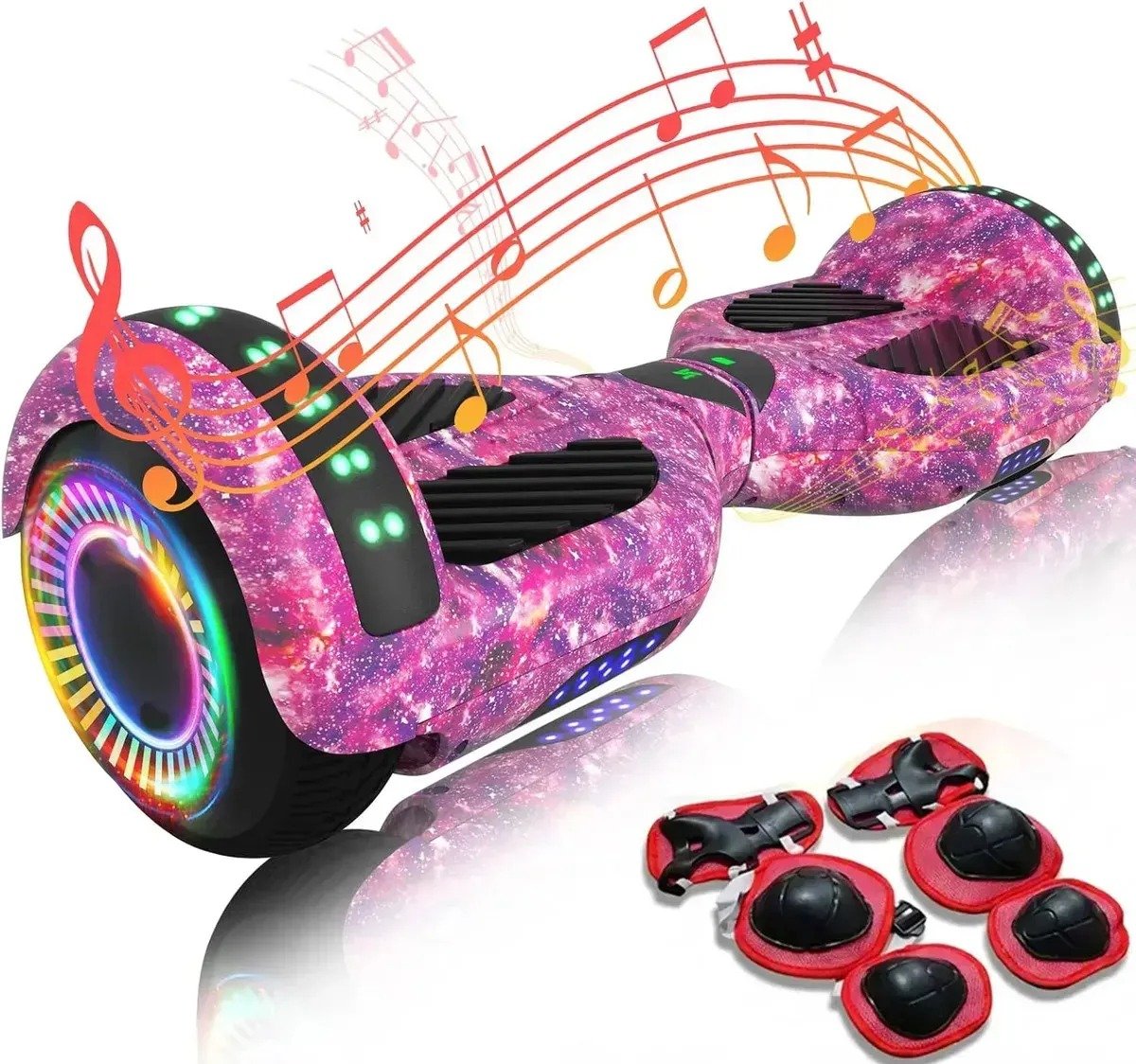 Hoverboard Skate Elétrico Roxo, 6,5 Polegadas, Bluetooth e Luzes Coloridas