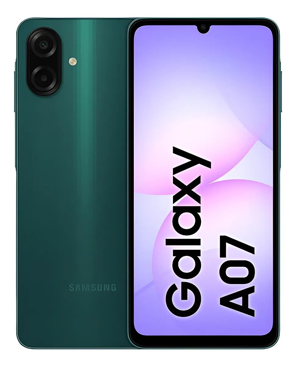 Celular Samsung Galaxy A07, 128 GB, 4 GB de RAM, câmera de 50 MP, tela de 6,7”, verde