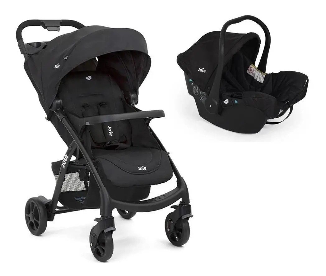 Carrinho de Bebê com Bebê Conforto Muze e Juva, Joie, Preto Coal