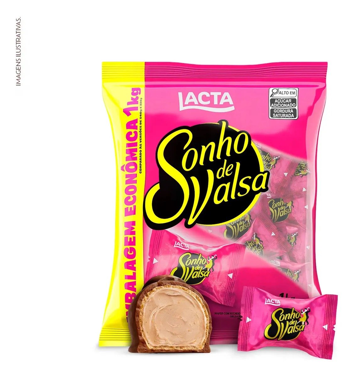 Bombom de Chocolate Sonho de Valsa Lacta, pacote de 1 kg