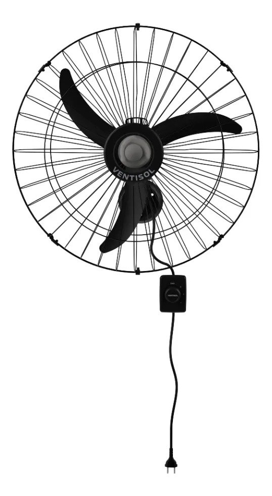 Ventilador de Parede Oscilante Ventisol 60 cm, Preto, Bivolt