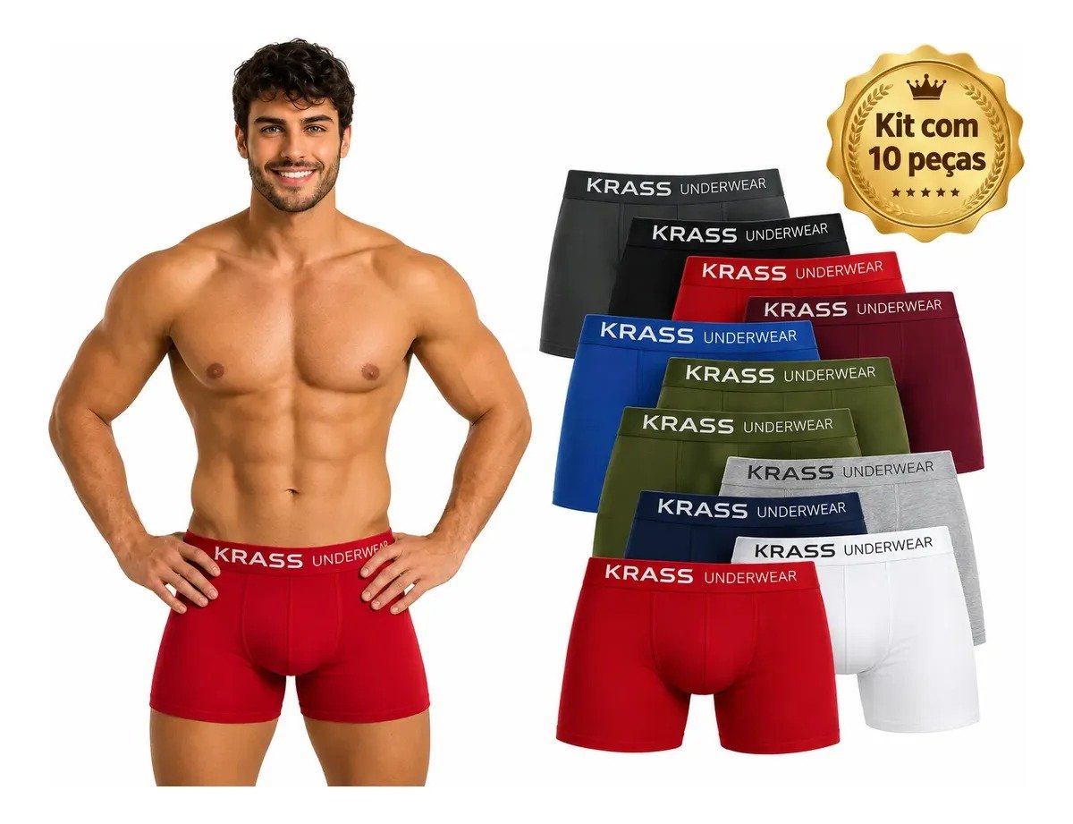 Kit com 10 Cuecas Boxer de Microfibra Premium, Box Masculina para Atacado