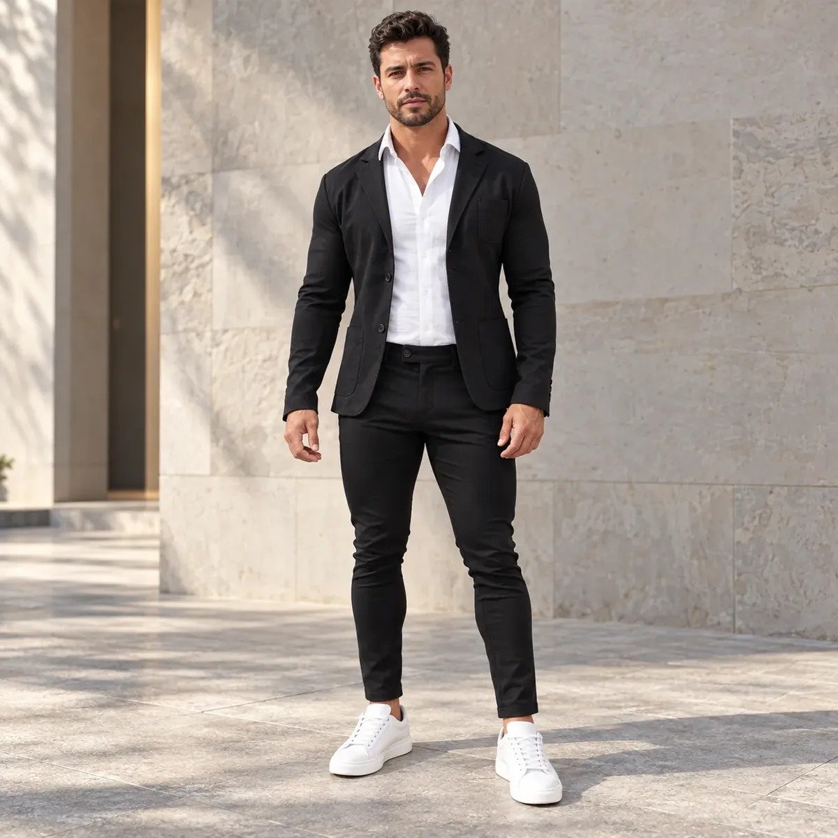 Terno Masculino Slim Fit Italiano, com Blazer e Calça Social
