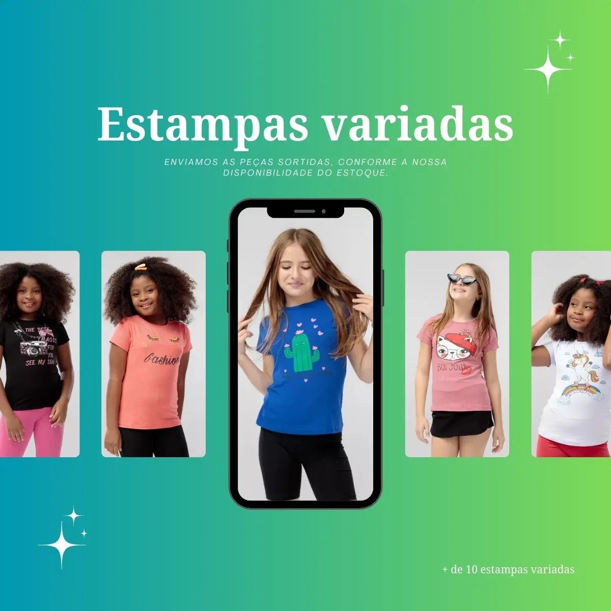 Kit 5 Blusinhas Infantil Feminina Modelos Estampados