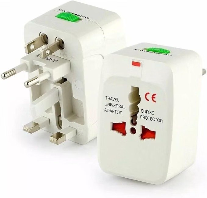 Adaptador Universal de Tomada Internacional para Viagem Tomada Universal para Europa EUA e Outros Países Branco