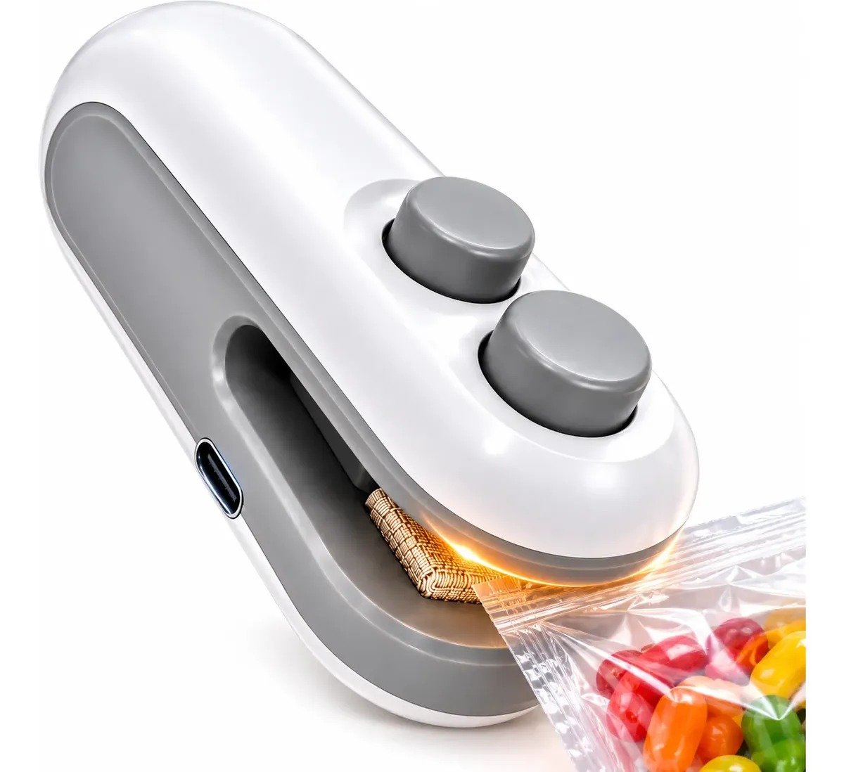 Mini Selador Portátil 2 em 1, Magnético, com Calor e Recarregável
